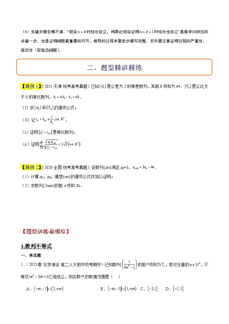 素养拓展22 数列与不等式（精讲+精练）-【一轮复习讲义】2025年高考数学高频考点题型归纳与方法总结（新高考通用）03