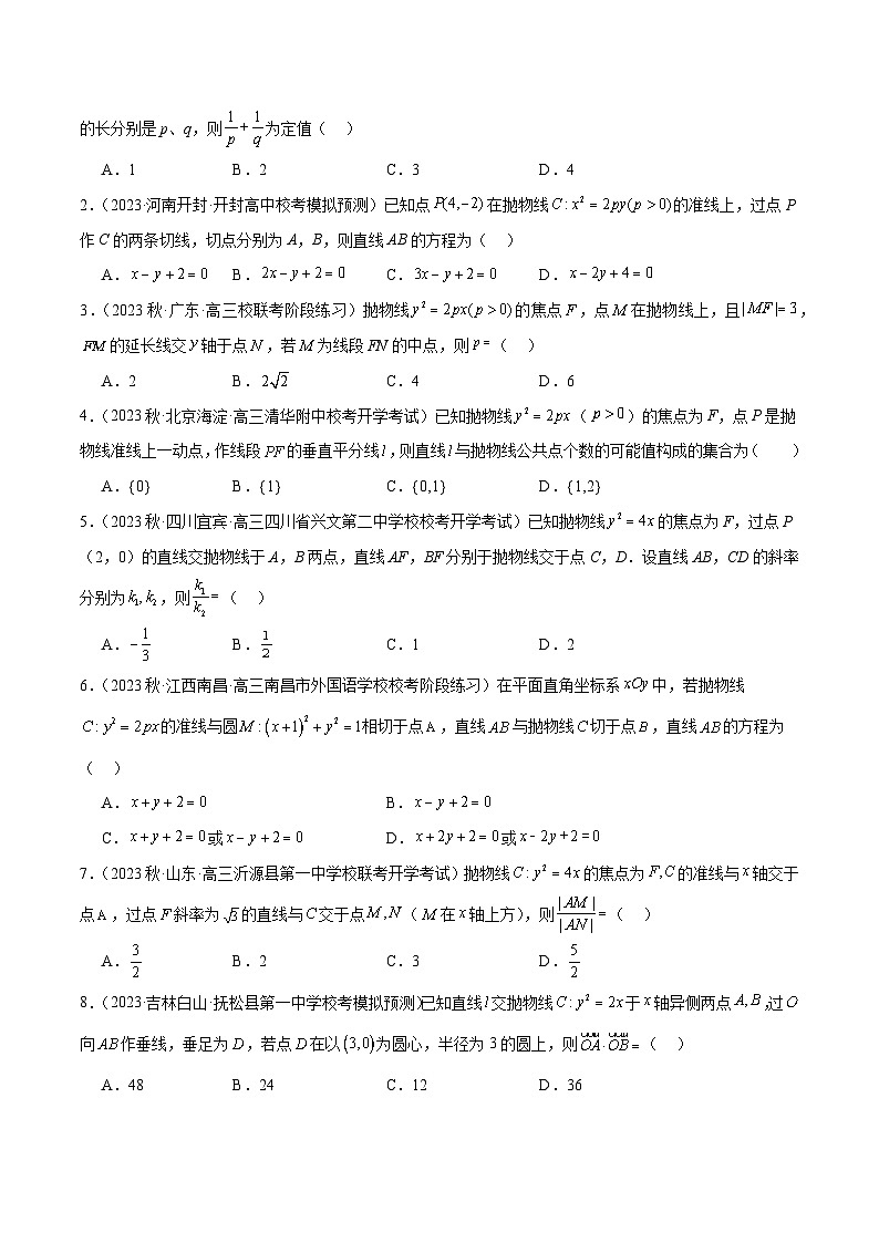 第46讲 直线与抛物线（精讲）-【一轮复习讲义】2025年高考数学高频考点题型归纳与方法总结（新高考通用）03