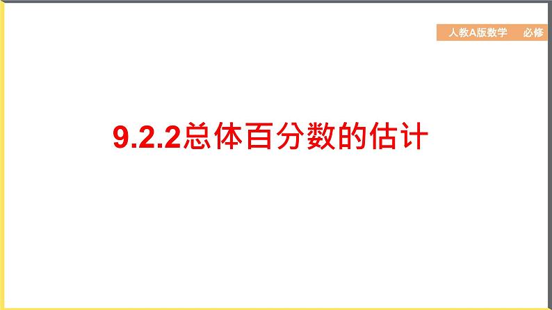 人教A版2019必修第二册9-2-2总体百分数的估计课件第1页