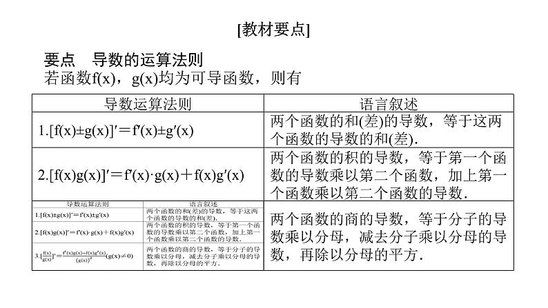 北师大版高中数学选择性必修第二册2.4 导数的四则运算法则【课件】第6页