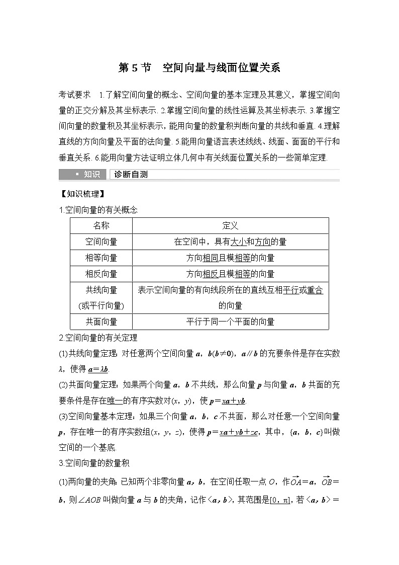 第5节　空间向量与线面位置关系第1页