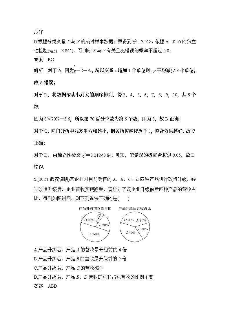 多选题加练(九)　统计与成对数据的统计分析第3页