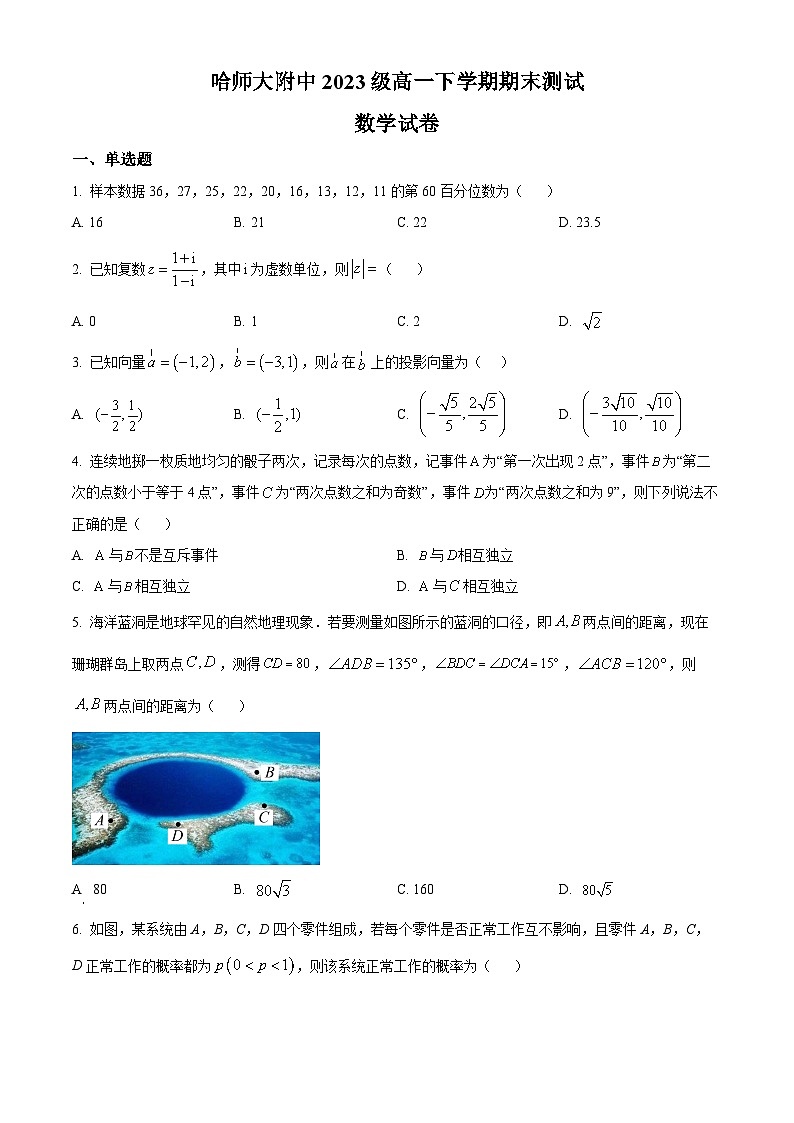 黑龙江省哈尔滨师范大学附属中学2023-2024学年高一下学期期末考试数学试题（原卷版+解析版）01