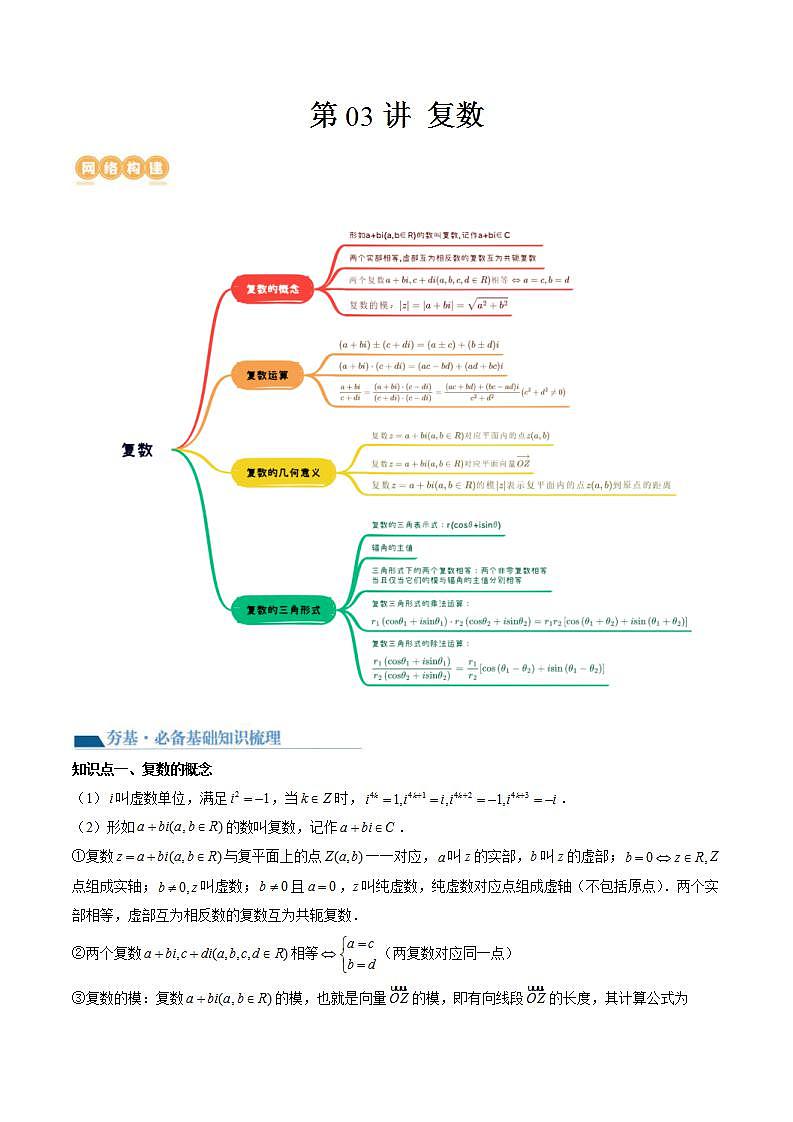 新高考数学一轮复习讲练测第5章第03讲 复数（讲义）（2份打包，原卷版+解析版）01