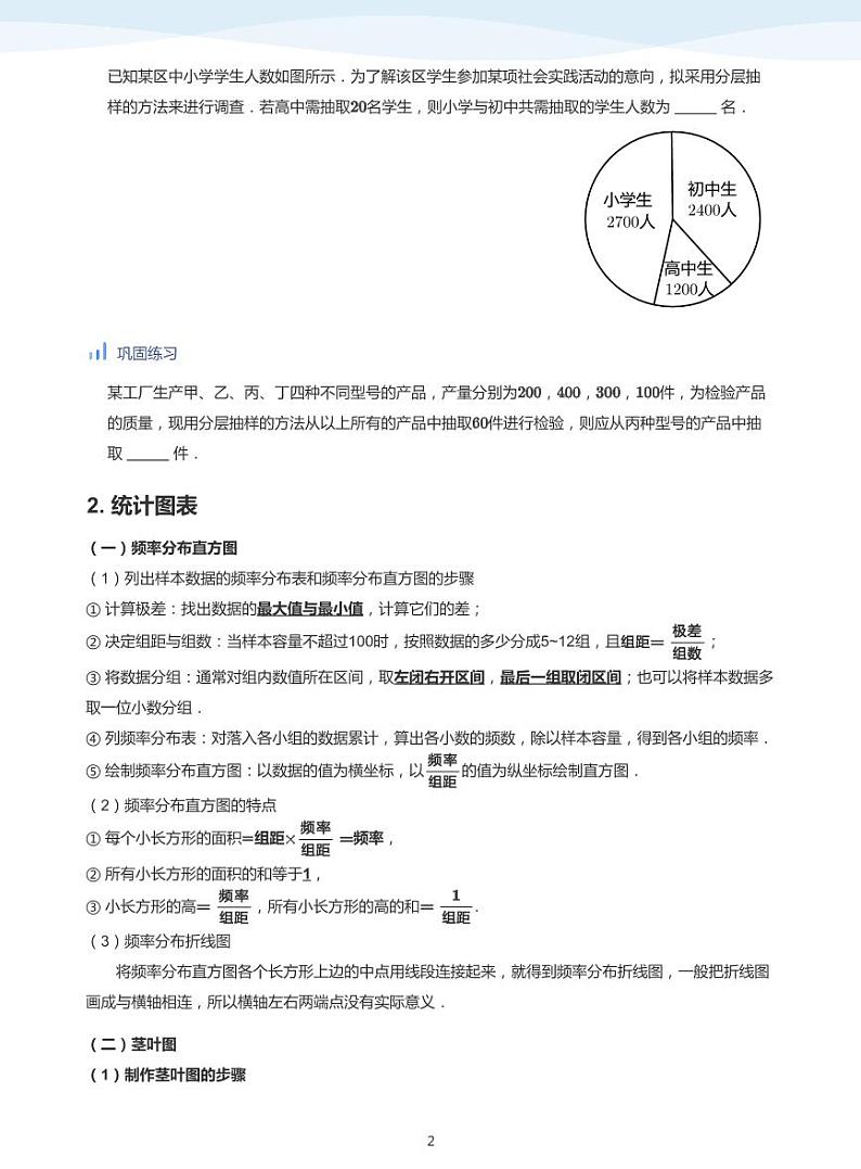 人教A版（2019）高中数学选修三讲义12统计综合02