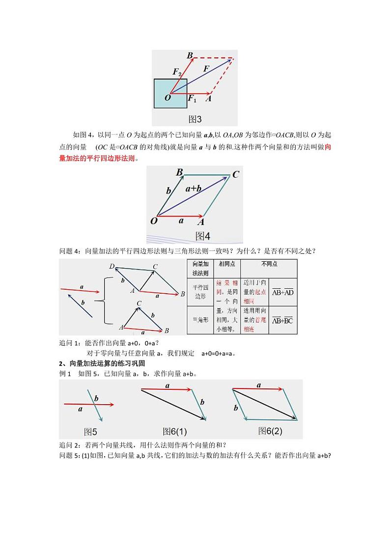 人教A版必修第二册高中数学2_第六章平面向量及其应用_6.2.1向量的加法运算-教案02