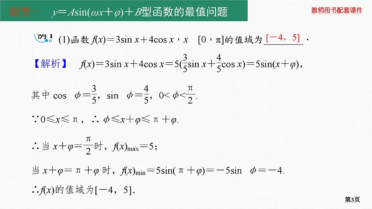 专题研究　三角函数的值域和最值第3页
