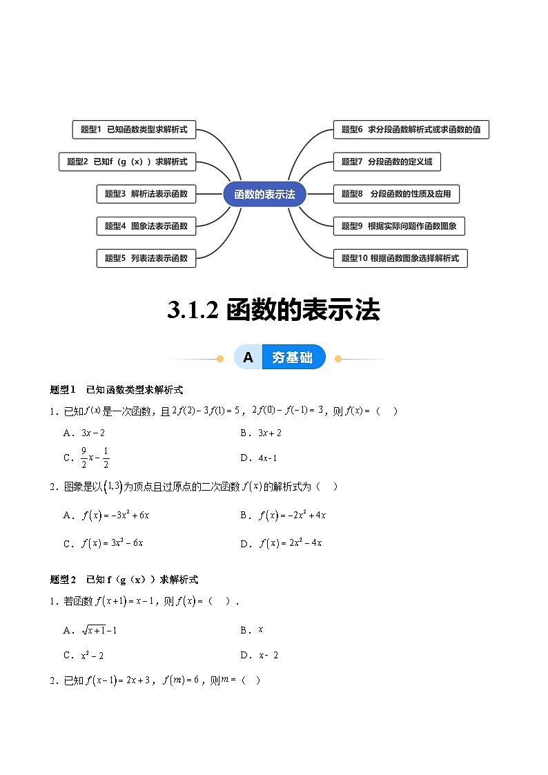 3.1.2 函数的表示法（分层作业，10大题型）-2024-2025学年高一数学同步精品课堂（人教A版2019必修第一册）01