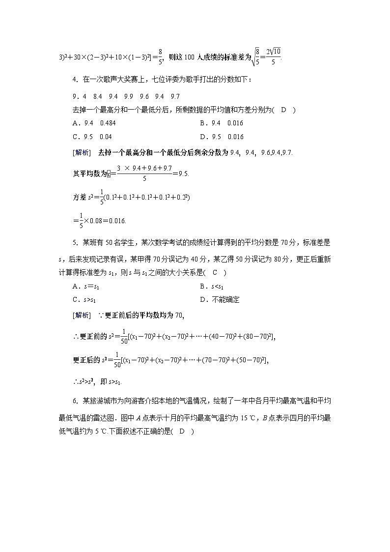 北师大版数学必修3第1章 4数据的数字特征练习02