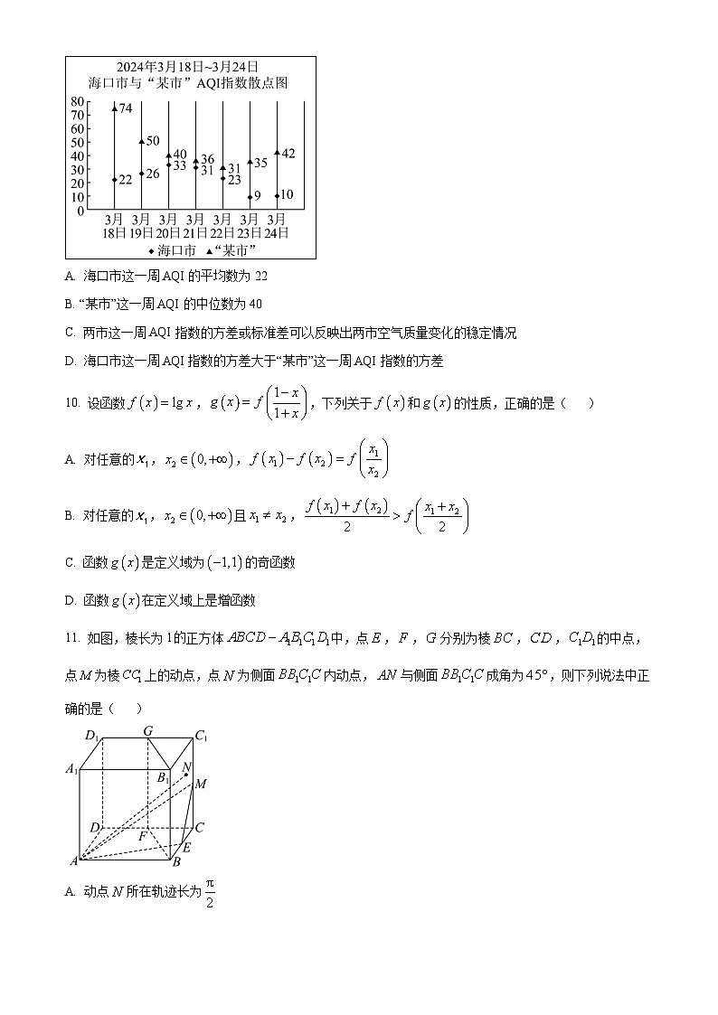 海南省海口市2023-2024学年高一下学期期末考试数学试卷（Word版附解析）03