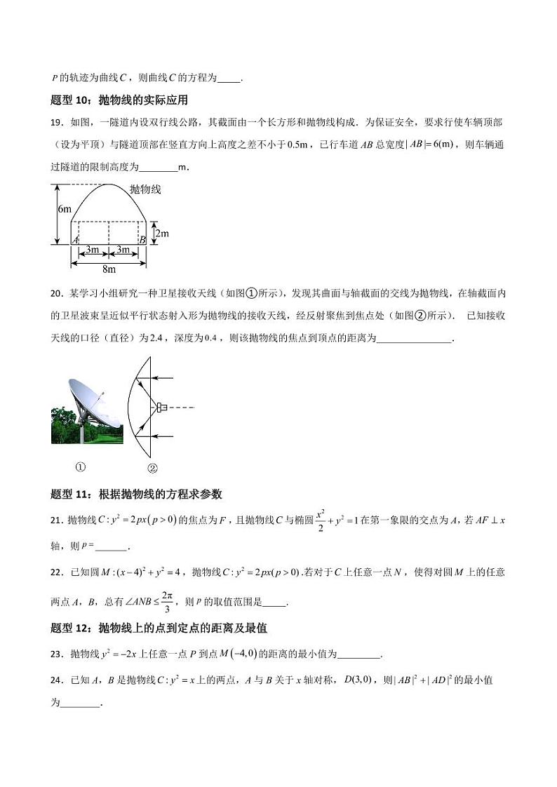 2.4.1 抛物线的标准方程  讲义（含答案） 2023-2024学年高二数学同步课堂（沪教版2020选择性必修第一册）03
