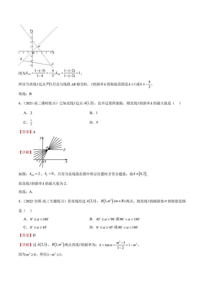 2.2.1 直线的倾斜角与斜率（含答案） 2023-2024学年高二数学同步讲义（人教B版2019选择性必修第一册）02