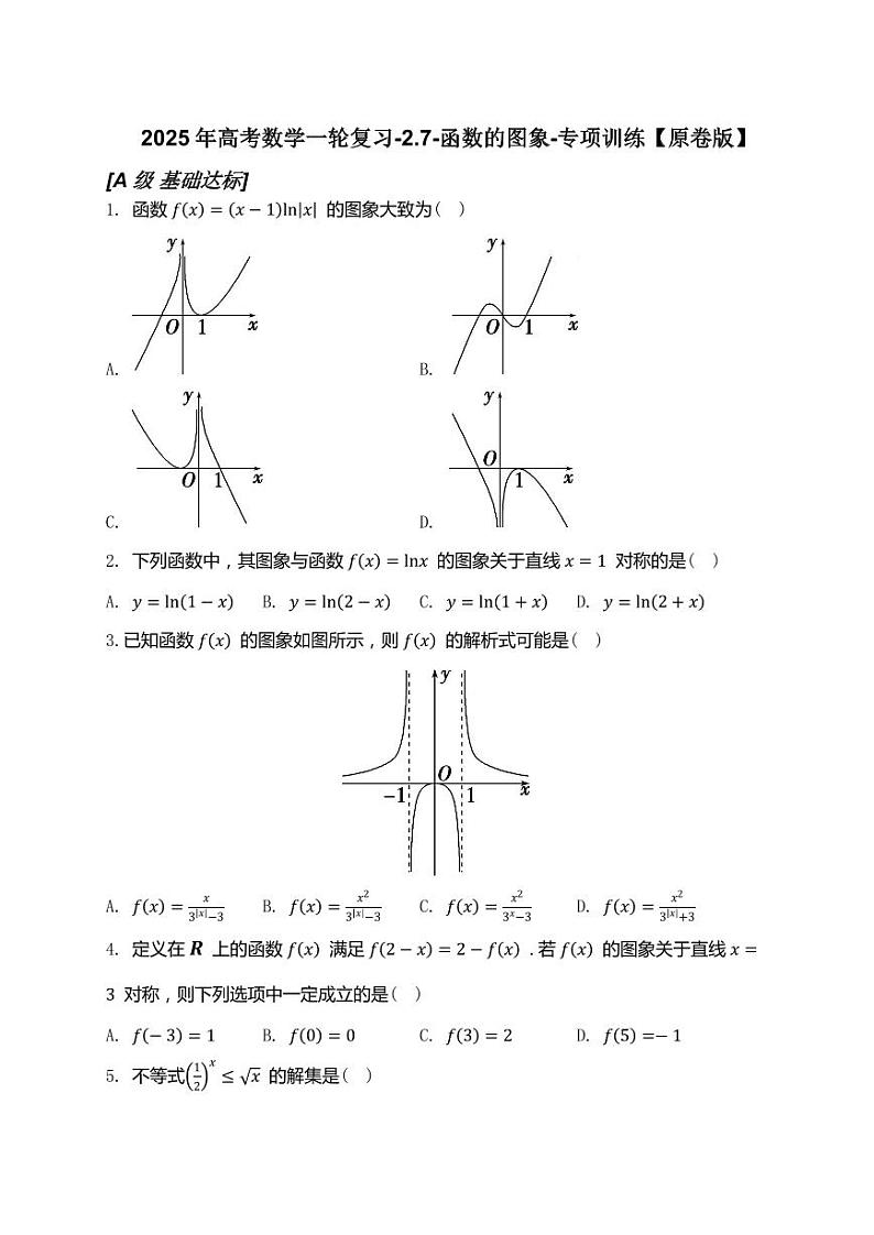 2025年高考数学一轮复习-2.7-函数的图象-专项训练【含解析】第1页