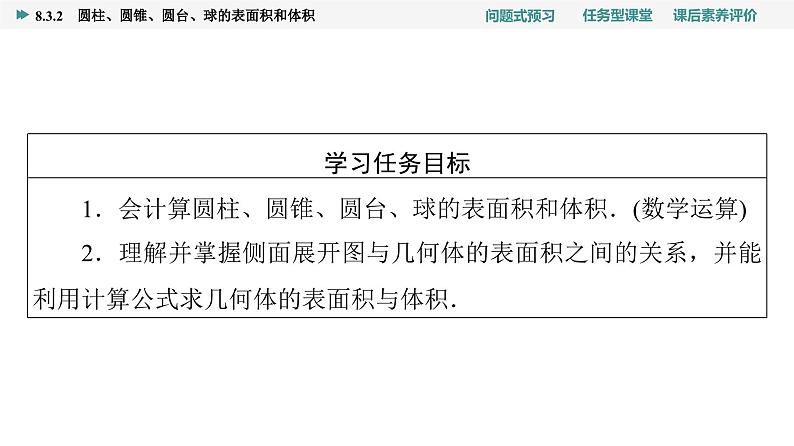 第8章　8.3　8.3.2　圆柱、圆锥、圆台、球的表面积和体积第2页