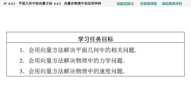 第6章　6.4　6.4.1　平面几何中的向量方法　6.4.2　向量在物理中的应用举例第2页