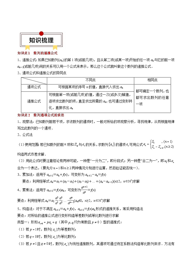 新高考数学一轮复习知识清单+巩固练习专题12 数列通项及数列前n项和求法（2份打包，原卷版+解析版）02