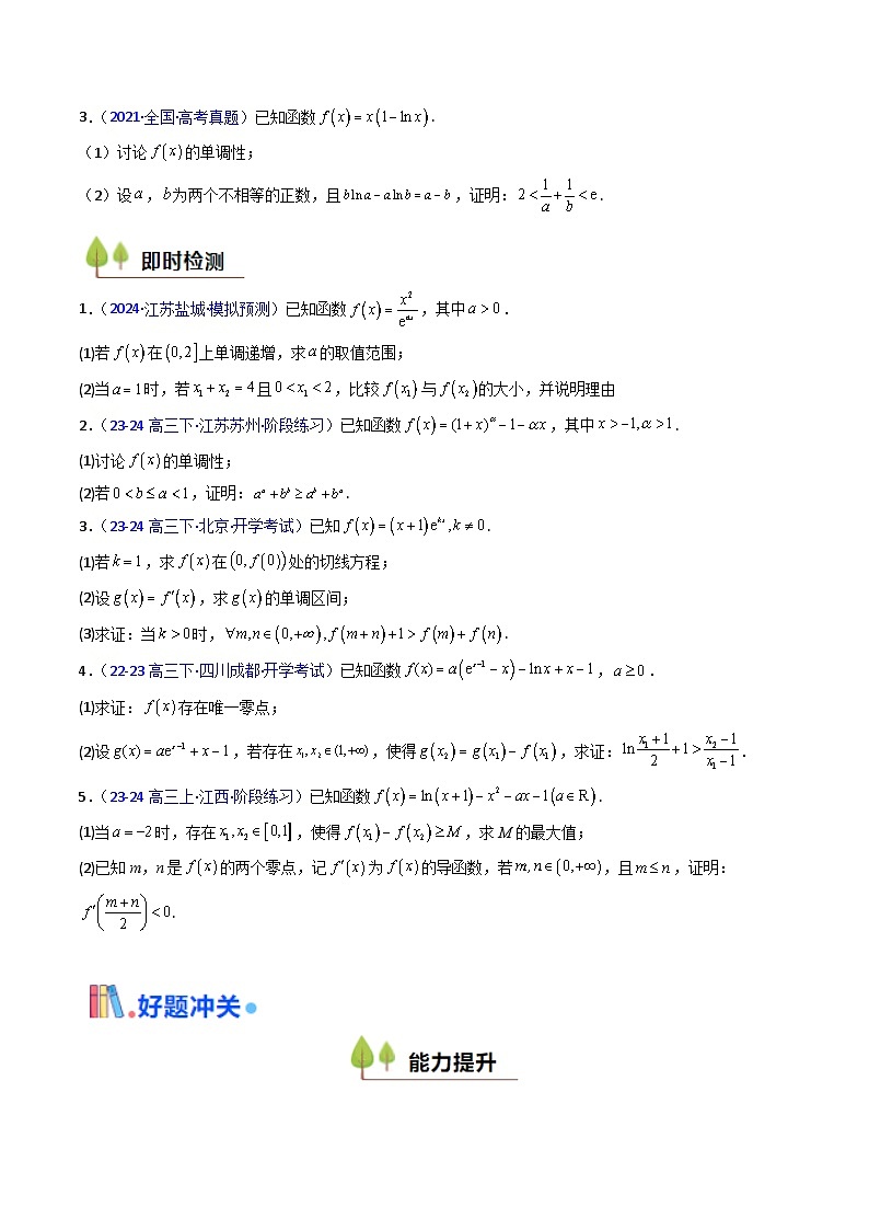 第11讲 利用导数研究双变量问题（1类核心考点精讲精练）-备战2025年高考数学一轮复习考点帮（新高考通用）02