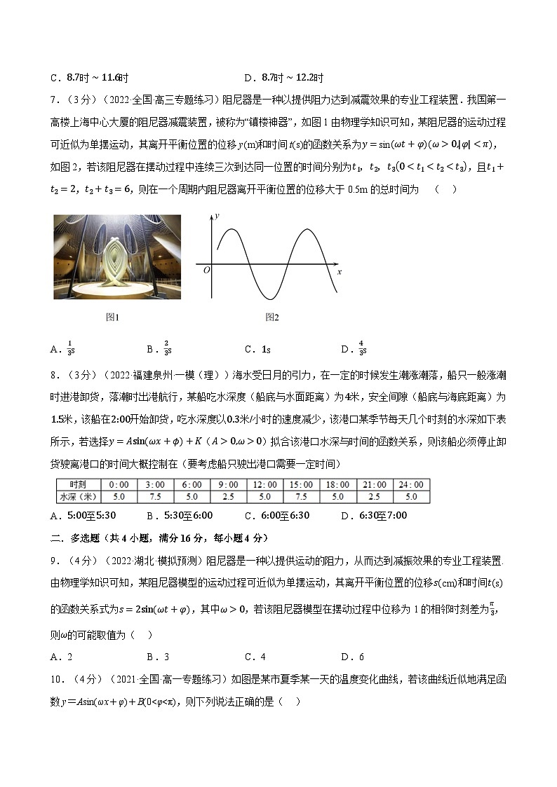 高中数学人教A版（2019）必修一培优练习5-14三角函数的应用（重难点题型检测）（Word版附解析）03