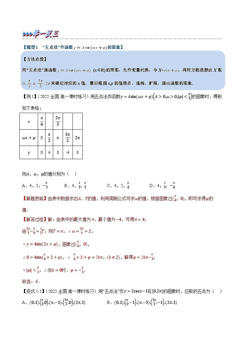 高中数学人教A版（2019）必修一培优练习5-11函数y=Asin（ωx+φ）（重难点题型精讲）（Word版附解析）03