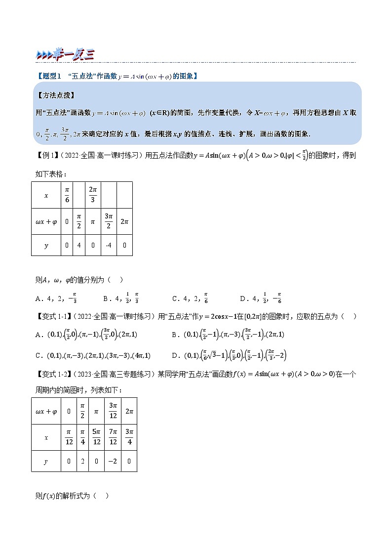 高中数学人教A版（2019）必修一培优练习5-11函数y=Asin（ωx+φ）（重难点题型精讲）（Word版附解析）03