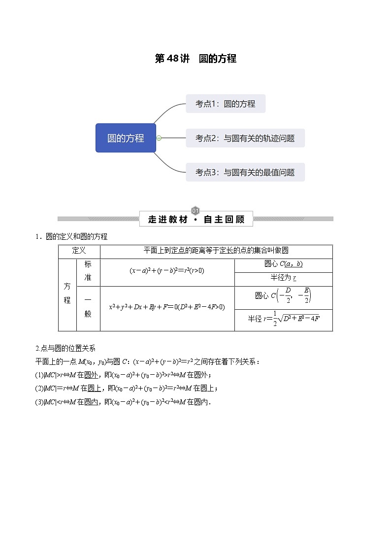 第48讲 圆的方程--2025高考一轮单元综合复习与测试卷01