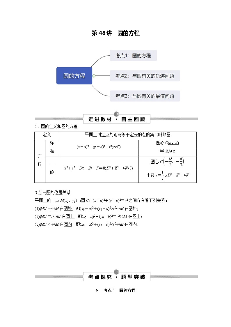 第48讲 圆的方程--2025高考一轮单元综合复习与测试卷01
