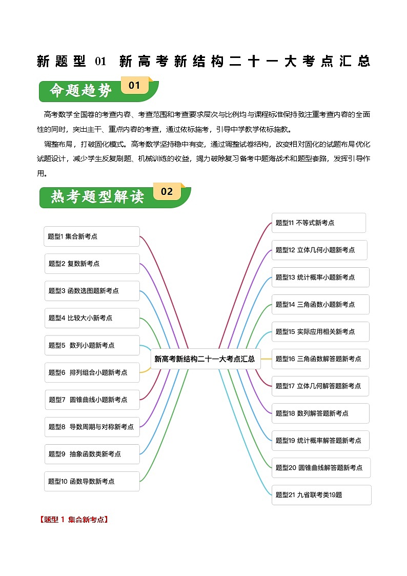新题型01 新高考新结构二十一大考点汇总（原卷版）第1页