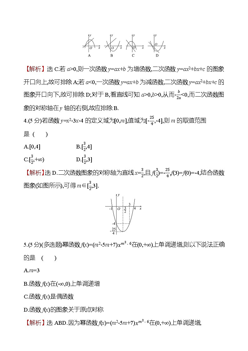 2025届高考数学一轮复习专练10 二次函数与幂函数（Word版附解析）第2页