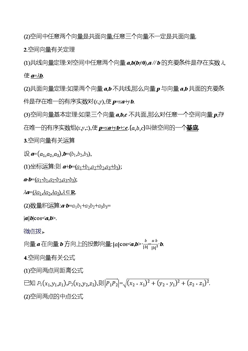 2025年高考数学一轮复习-8.5-空间向量的运算及其坐标表示【导学案】第2页