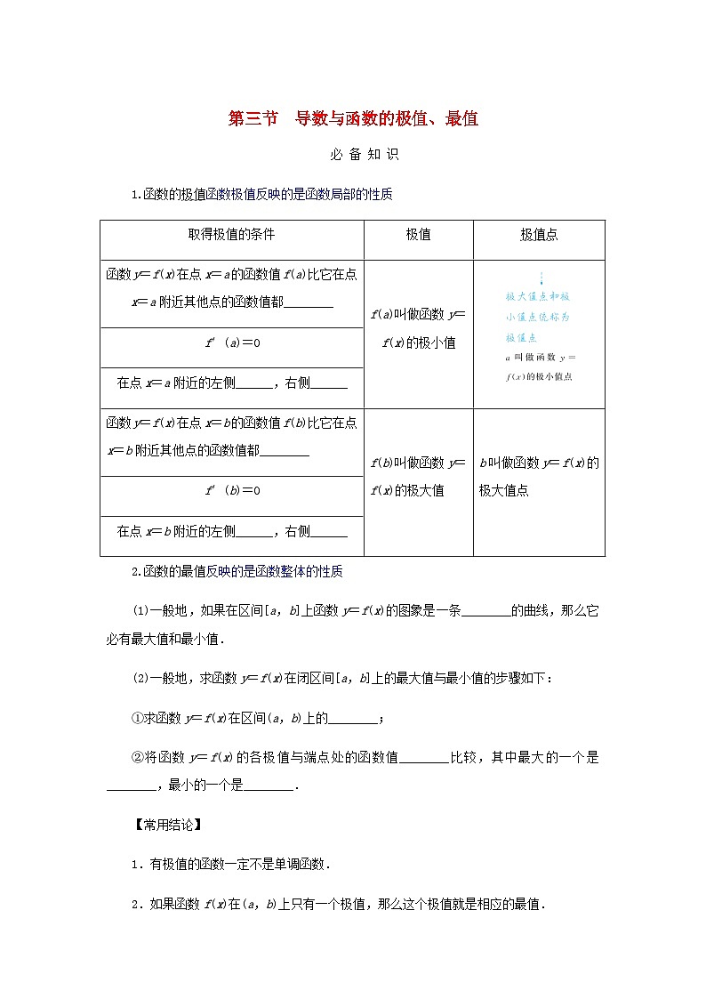 2025版高考数学全程一轮复习学案第三章一元函数的导数及其应用第三节导数与函数的极值最值01