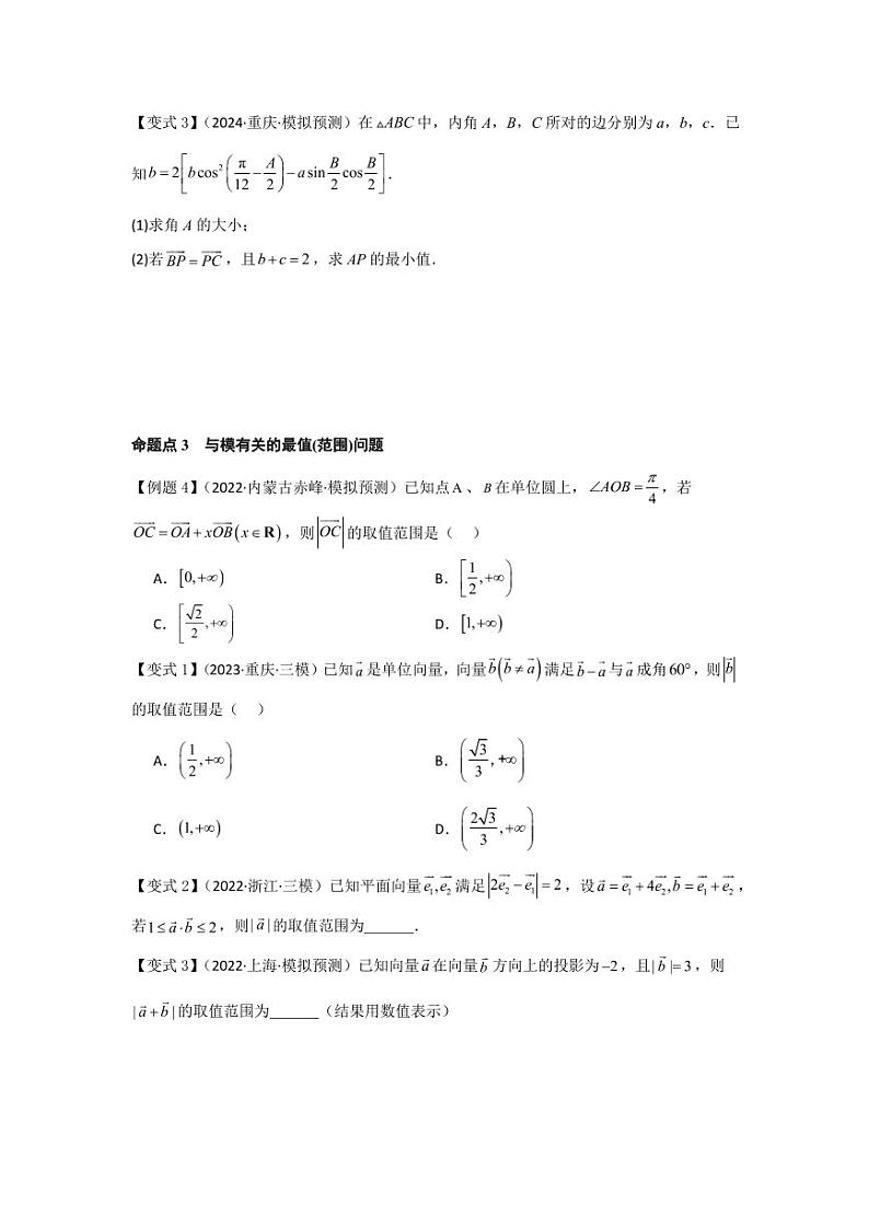 培优点06平面向量的综合应用（2种核心题型）（含答案） 2025年高考数学大一轮复习讲义（新高考版）03