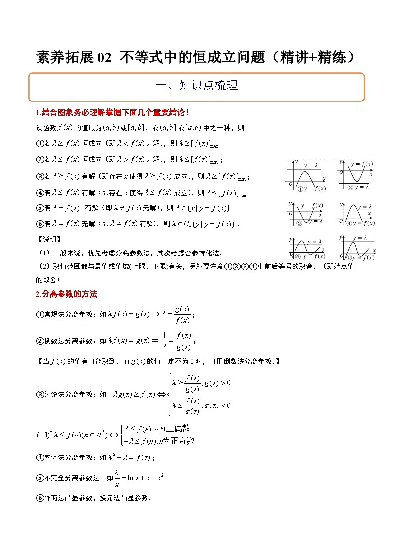 新高考数学二轮考点培优专题（精讲+精练）2 不等式中的恒成立问题（2份打包，原卷版+含解析）01