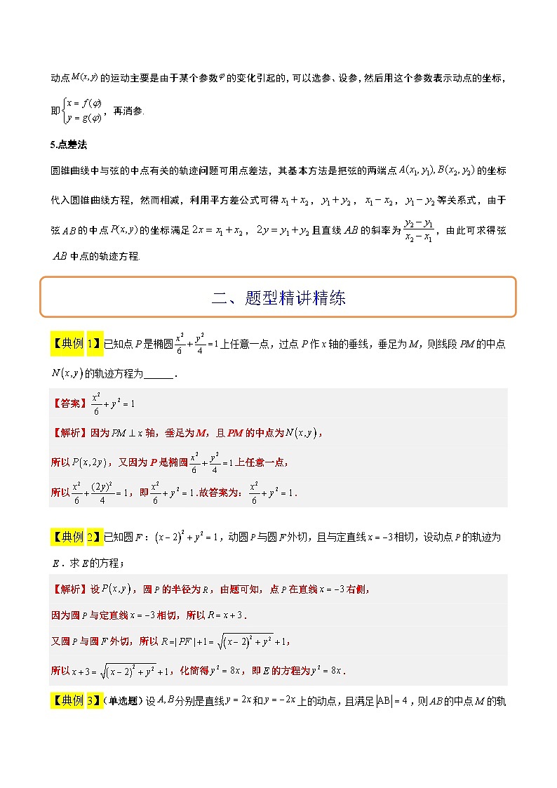 新高考数学二轮考点培优专题（精讲+精练）33 曲线的轨迹方程问题（2份打包，原卷版+含解析）02