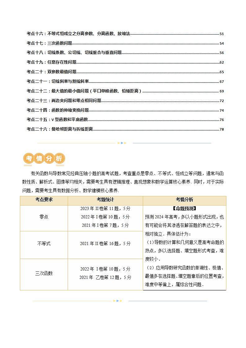 新高考数学二轮复习讲练专题06 函数与导数常见经典压轴小题归类（26大核心考点）（讲义）（原卷版）第2页