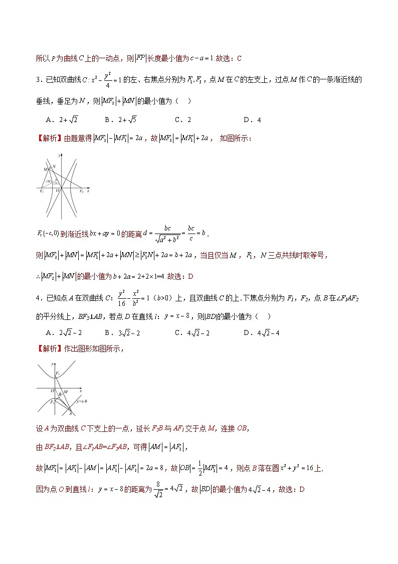 新高考数学一轮复习 圆锥曲线专项重难点突破专题10 双曲线中的最值问题（2份打包，原卷版+解析版）02