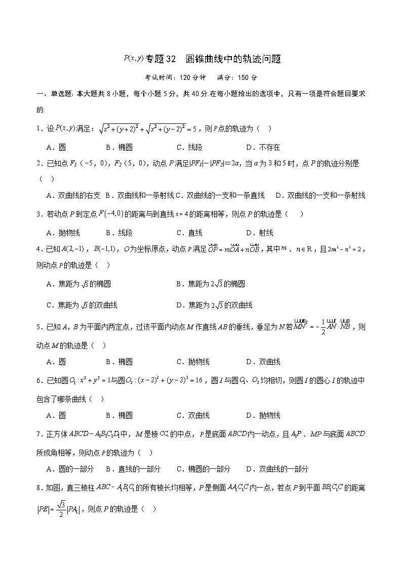新高考数学一轮复习 圆锥曲线专项重难点突破专题32 圆锥曲线中的轨迹问题(原卷版) 第1页