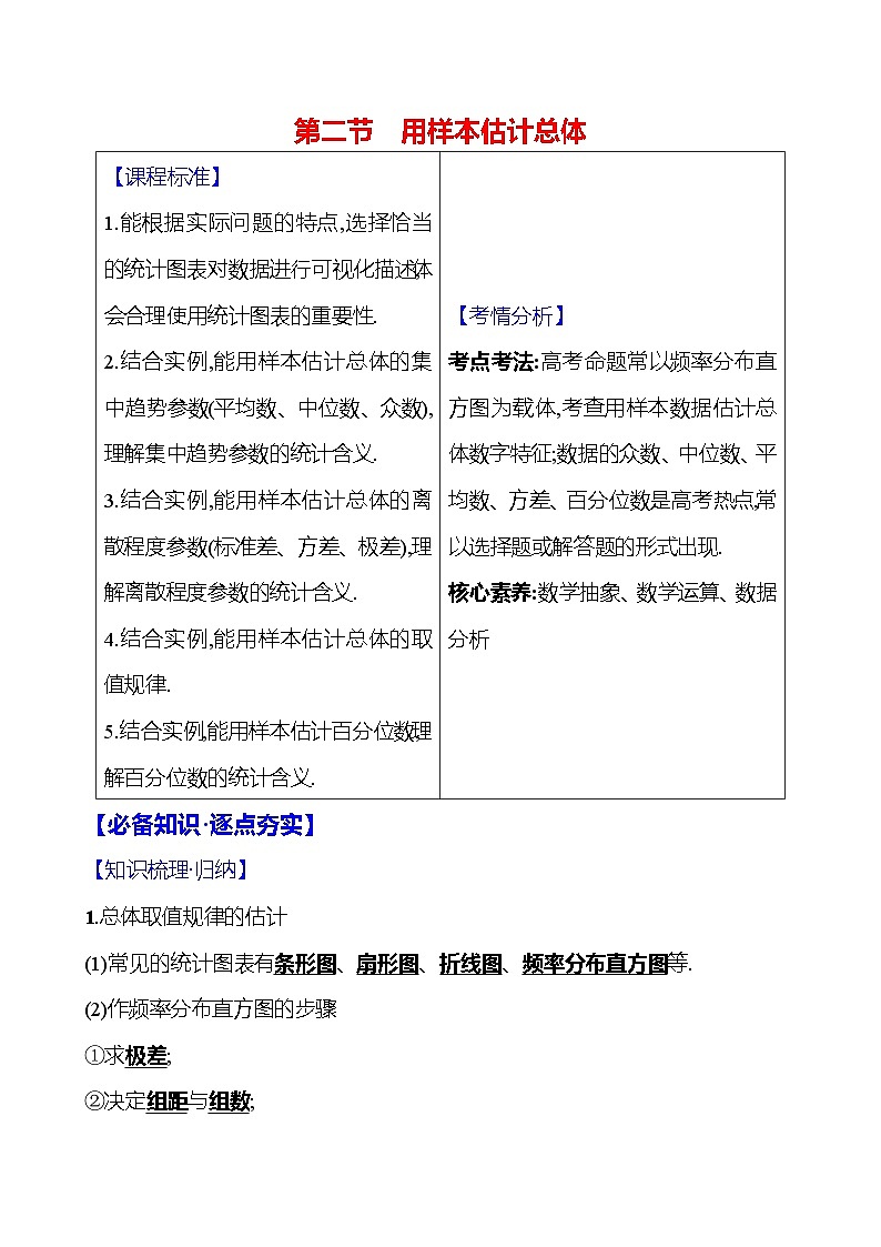 2025届高考数学一轮复习教师用书第十章第二节用样本估计总体讲义（Word附解析）第1页