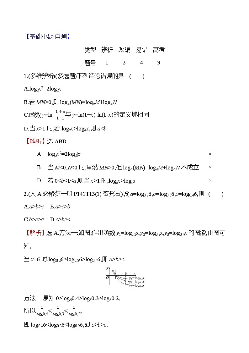 2025届高考数学一轮复习教师用书第三章第五节对数与对数函数讲义（Word附解析）第3页
