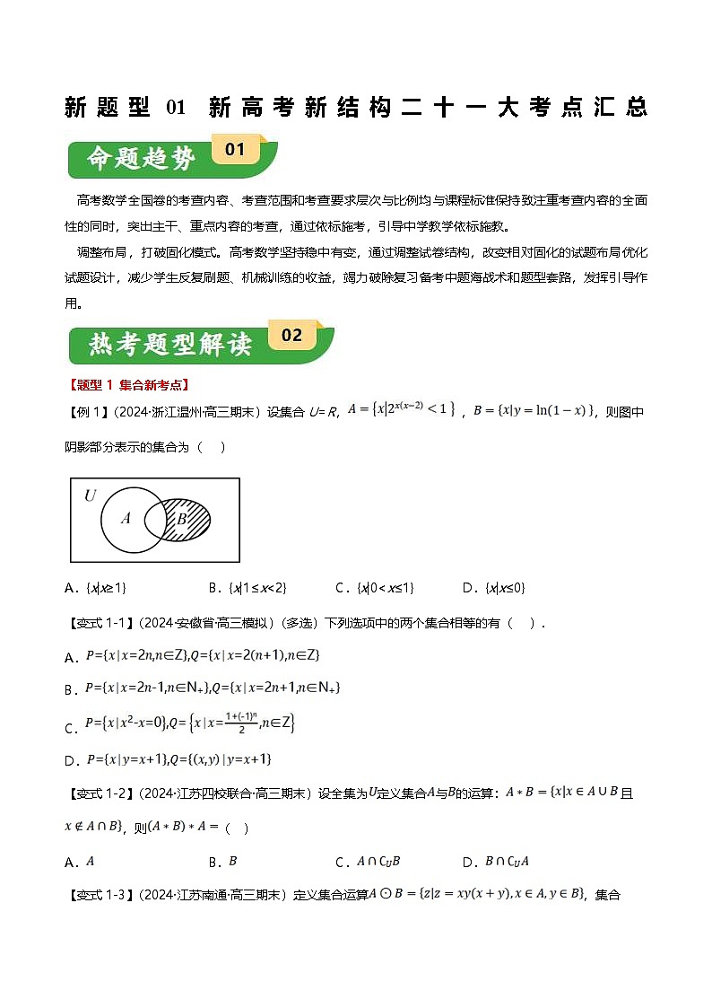新高考数学二轮复习新题型01 新高考新结构二十一大考点汇总（原卷版）第1页
