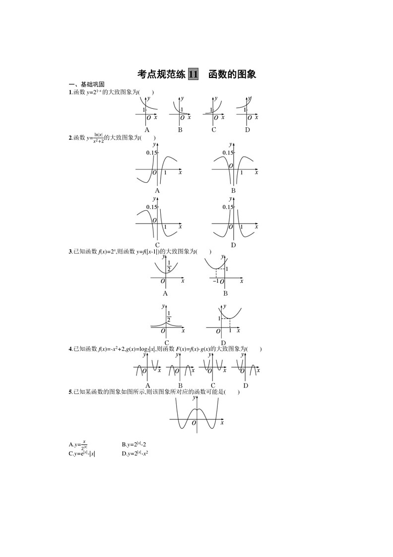 2025年数学高考一轮复习考点规范练11　函数的图象01