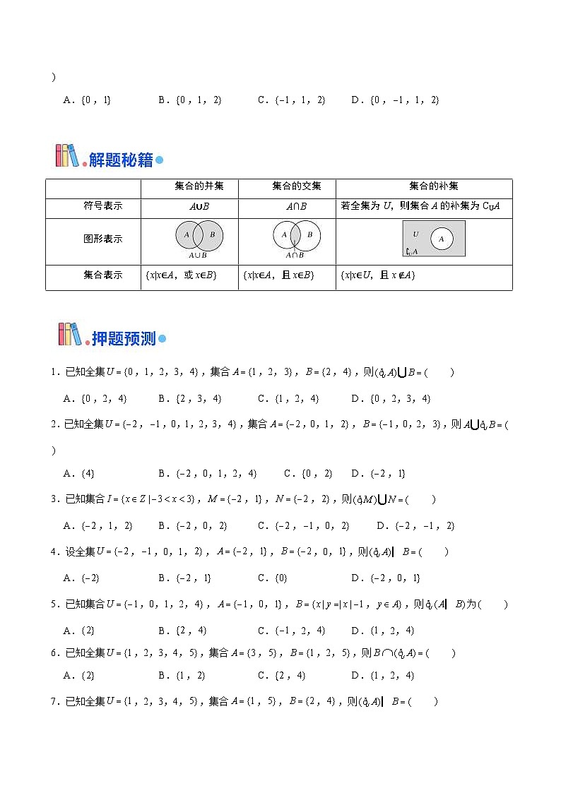 新高考数学三轮冲刺天津卷押题练习第1~4题（原卷版）第2页