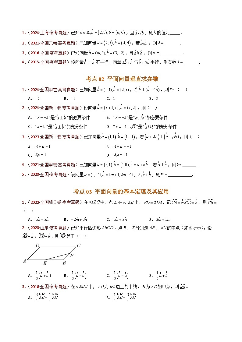 十年（2015-2024）高考真题分项汇编 数学 专题03 平面向量 Word版无答案第2页