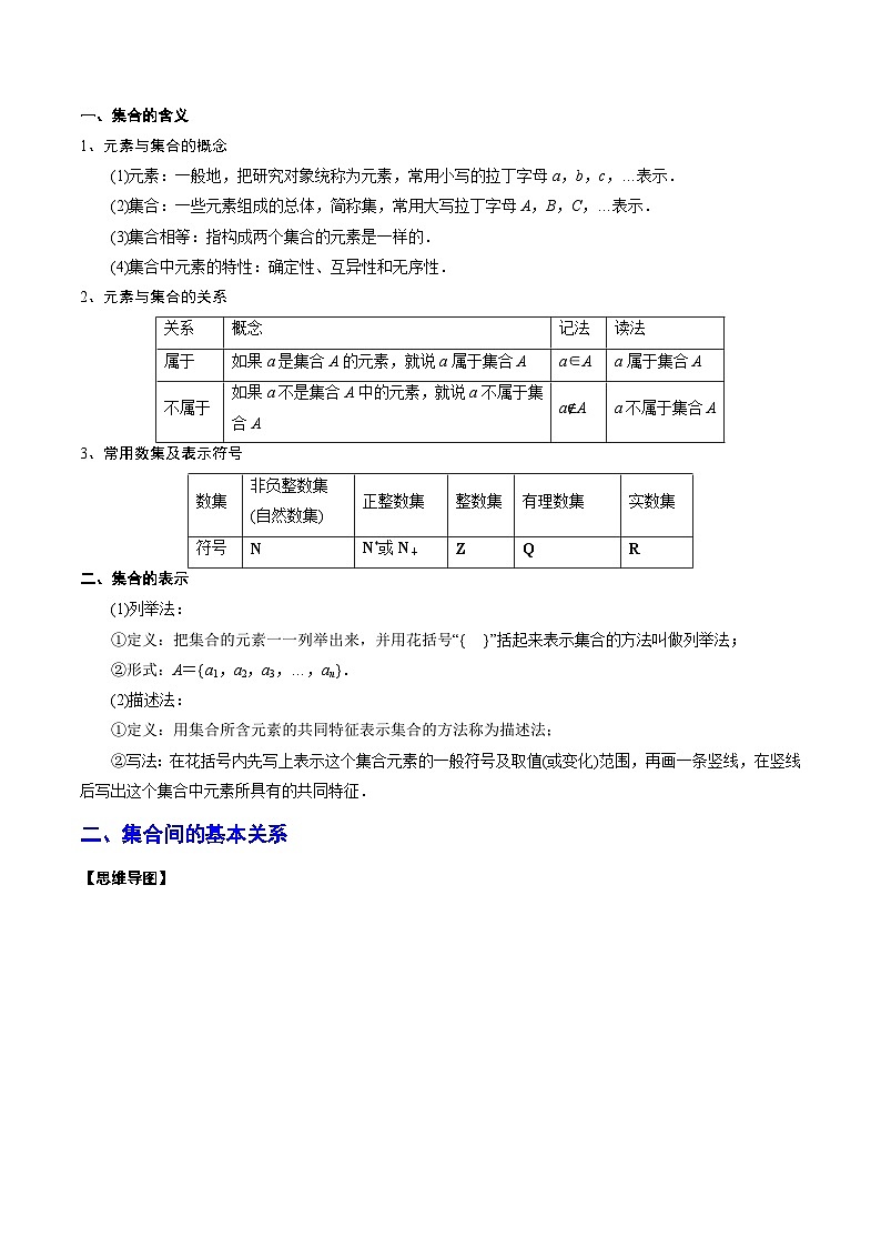 新高考数学一轮复习知识点总结与题型精练专题01 集合的概念与运算（2份打包，原卷版+解析版）02