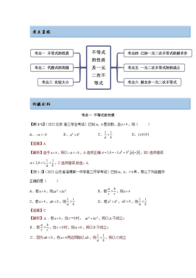 新高考数学一轮复习精讲精练2.1 不等式的性质及一元二次不等式（基础版）（解析版）第2页
