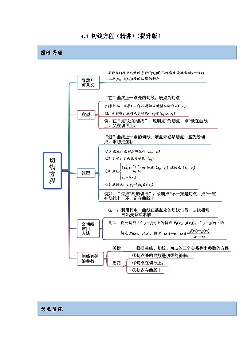 新高考数学一轮复习精讲精练4.1 切线方程（提升版）（2份打包，原卷版+解析版）01