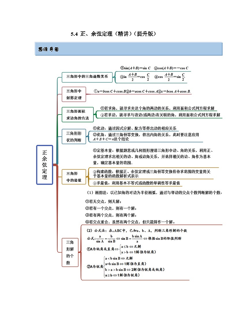 新高考数学一轮复习精讲精练5.4 正、余弦定理（提升版）（解析版）第1页