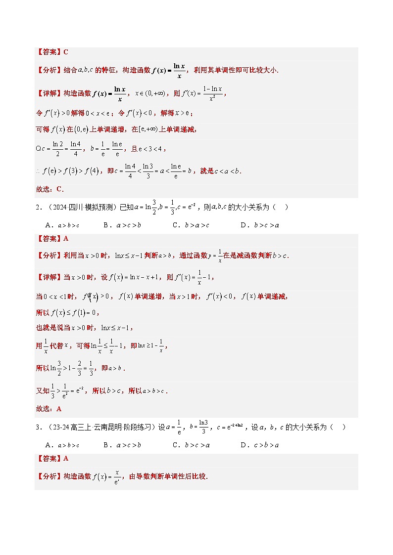 实战演练05 导数中构造函数的妙用（4大常考点归纳）--备战2025年高考数学（新高考卷）解析版第3页