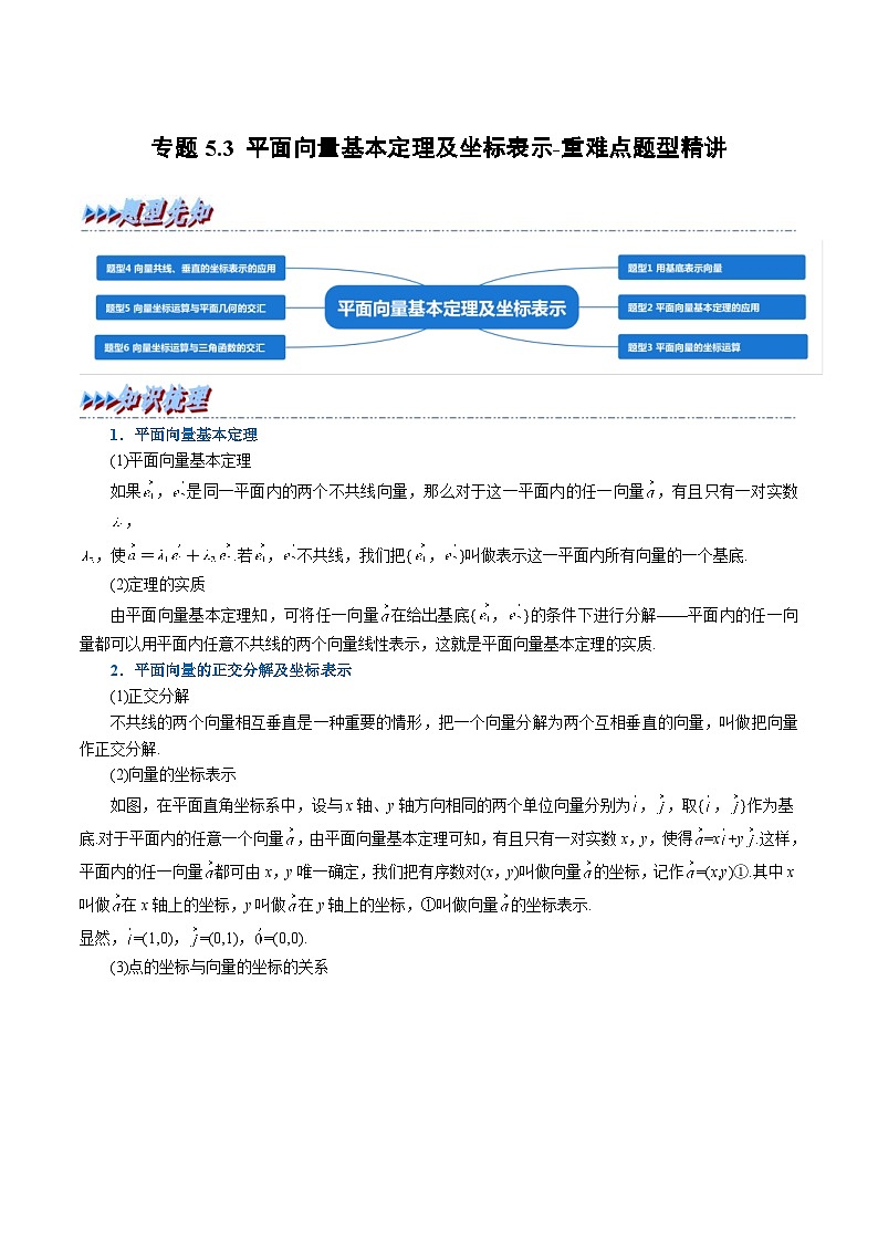新高考数学一轮复习(举一反三)重难点题型精练专题5.3 平面向量基本定理及坐标表示（原卷版）第1页
