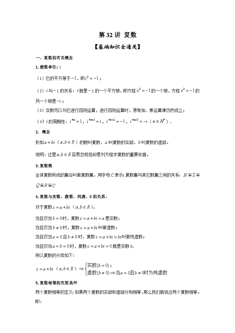 新高考数学一轮复习考点精讲练+易错题型第32讲 复数（解析版）第1页