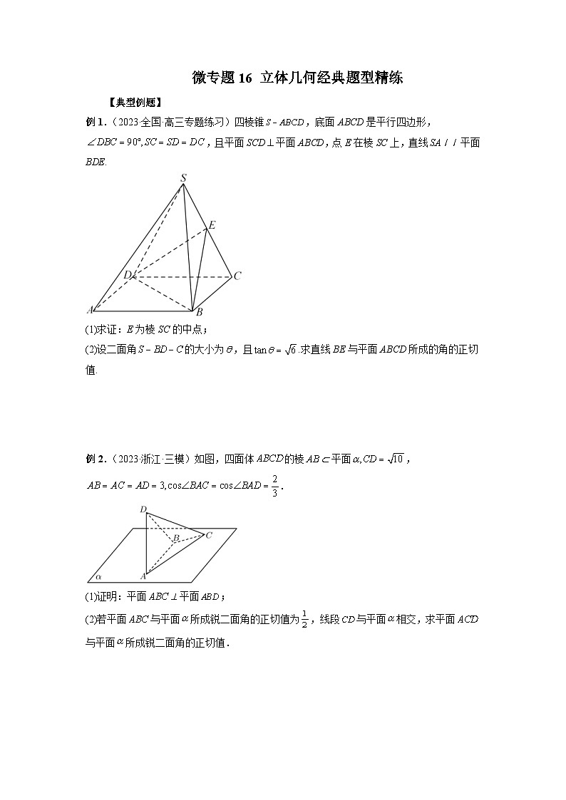 新高考数学二轮复习巩固练习16 立体几何经典题型精练（原卷版）第1页